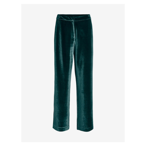Dark green women's velvet trousers VILA Vicam - Women