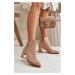 Women's ankle boots with a zipper eco suede dark beige Bonucci