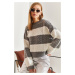 Bianco Lucci Women's Hair Knit Patterned Knitwear Sweater