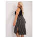 Gray and black oversized knitted skirt with slits