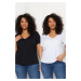 Trendyol Curve Black-White 2-Pack Basic 100% Cotton Knitted T-Shirt