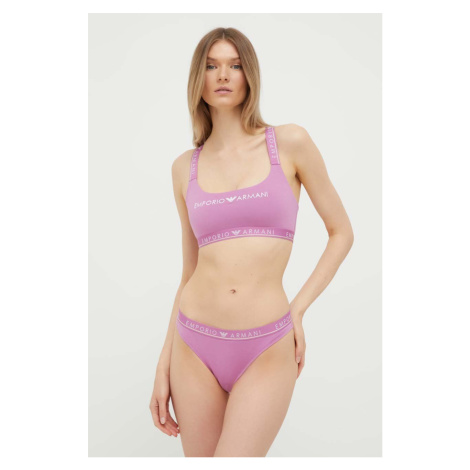 Podprsenka a brazílske nohavičky Emporio Armani Underwear fialová farba