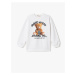 Koton Teddy Bear Printed Sweatshirt Long Sleeve Crew Neck Ribbed