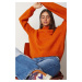Happiness İstanbul Dámsky Oranžový Stojačik Základný pletený sveter