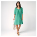 Blancheporte Jednofarebné rozšírené šaty na gombíky zelená