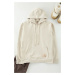 Trendyol Stone Hooded Oversize/Wide Cut Long Sleeve Label Applique Basic Sweatshirt