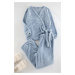 Trendyol Curve Light Blue Double Breasted Wellsoft/Plush Knitted Pajama Set