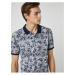 Koton Polo Neck T-Shirt Button Detailed Leaf Printed