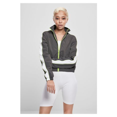 Women's jacket with short stripes darkshadow/electriclime Urban Classics