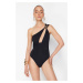 Trendyol X Zeynep Tosun Black Knitted Cut Out/Window Detailed Snake Accessory Swimsuit