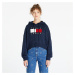 Sveter Tommy Jeans Center Flag Cable Hoodie Blue