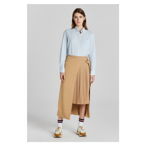 SUKŇA GANT PLEATED WRAP CHINO SKIRT WARM KHAKI