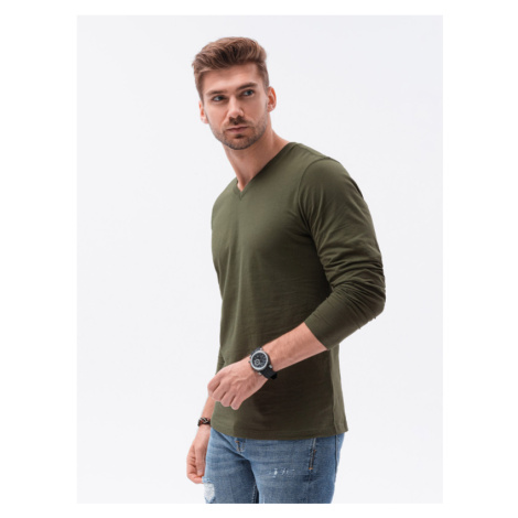 OMBRE-T-shirt LS-L136-V2-DARK OLIVE Zelená