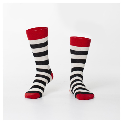 Creamy black striped men's socks FASARDI
