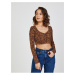 TALLY WEiJL Brown crop top with animal pattern TALLY - Women