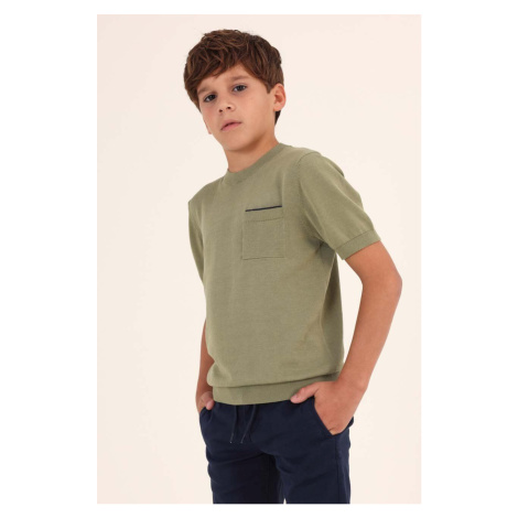 Detské bavlnené tričko Mayoral zelená farba, jednofarebný