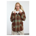 Trendyol Brown Premium Quality Plaid Coat-Look Knitwear Cardigan