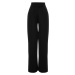 Trendyol Black plisované široké nohavice so širokým pásom s opaskom na suchý zips