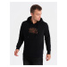 Ombre Men's kangaroo sweatshirt with hood and print - black