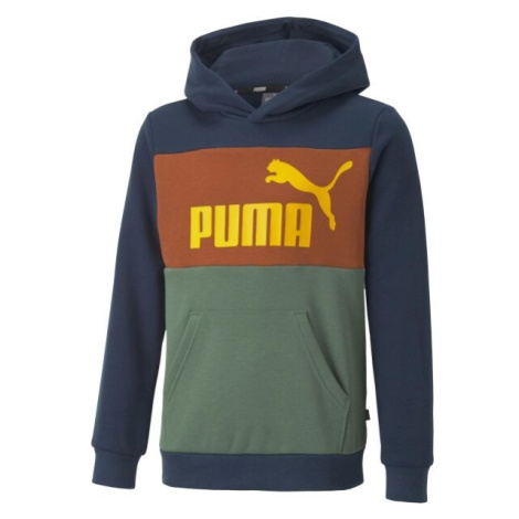 Puma ESS+COLORBLOCK HOODIE FL B Detská mikina, tmavo modrá, veľkosť