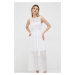 Šaty Armani Exchange biela farba, maxi, áčkový strih