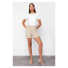 Trendyol Mink Gold Button Detailed High Waist Interlock Smart Shorts & Bermuda