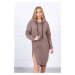 Hooded dress with a mocha side slit