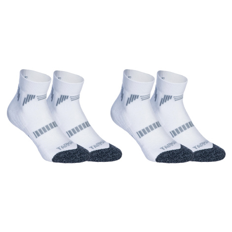 2 páry detských nízkych ponožiek na basketbal pre pokročilých biele