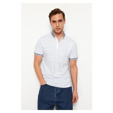 Trendyol White Regular/Regular Fit Patterned Polo Neck T-shirt