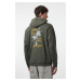 Trendyol Khaki Oversize/Wide Cut Hooded Fleece Embroidered Sweatshirt