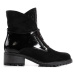 Komfortné čierne dámske členkové topánky na plochom podpätku