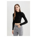 DEFACTO Crop Half Turtleneck Black Sweater