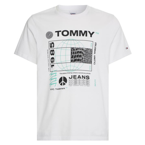 Tommy Jeans Tričko - TJM UNITEE FLAG REPTILE TEE biele Tommy Hilfiger