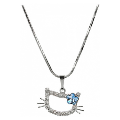 Troli Dievčensky náhrdelník Mačička s kytičkou Aquamarine