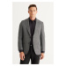 ALTINYILDIZ CLASSICS Men's Anthracite Comfort Fit Relaxed Cut Mono Collar Patterned Blazer Jacke