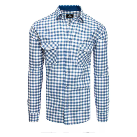 Men's blue and white checkered shirt Dstreet DX2123