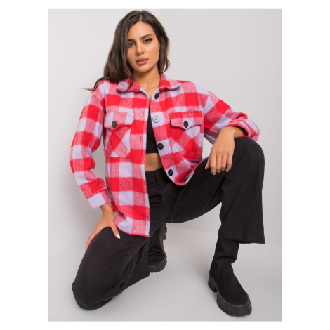 Women's checkered shirt in red and lilac