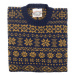 Jamieson's Knitwear Modro-zlatý vzorovaný sveter Jamieson's zo shetlandskej vlny
