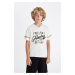 DEFACTO Boy's V-Neck Printed Short Sleeve T-Shirt