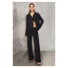 Trendyol Black Lined Shiny Woven Chiffon Trousers