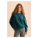 DEFACTO Cool Oversize Fit Wide Pattern Crew Neck Basic Plain Thick Fabric Sweatshirt