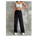 35109 Dewberry Elastic Waist Women Pants-BLACK