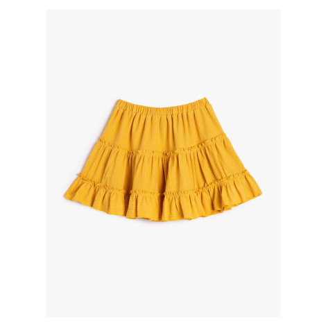 Koton Skirt With Frills, relaxed fit. Elasticated, textured waist.