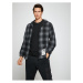 Koton Plaid Hooded Sweatshirt Pocket Detail Zipper Label Printed