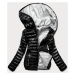 Čierna dámska prešívaná bunda s kapucňou (B9752)
