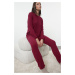 Trendyol Claret Red Soft Touch Ribbed Knitted Pajama Set