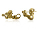Oceľové náušnice zlatej farby - ležiaci leopard s čiernymi škvrnami