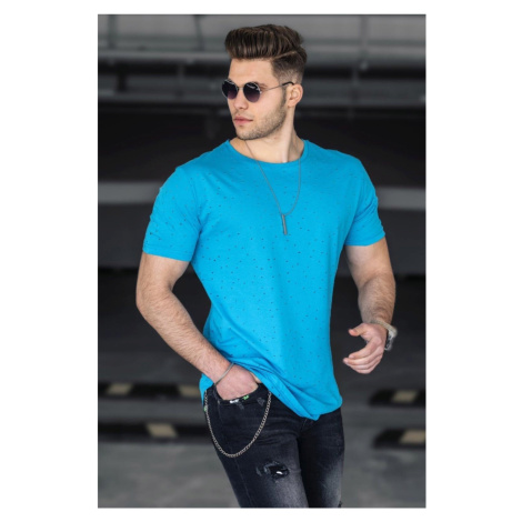 Madmext Ripped Detailed Blue T-Shirt 2883