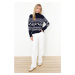 Trendyol Navy Blue Christmas Theme Patterned Knitwear Sweater