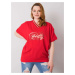 Red blouse plus sizes with cutouts on the sleeves